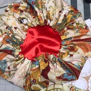 Satin bonnet +matching mask geisha fabric